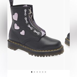 Dr. Martens Black Boots with Lavender Hearts